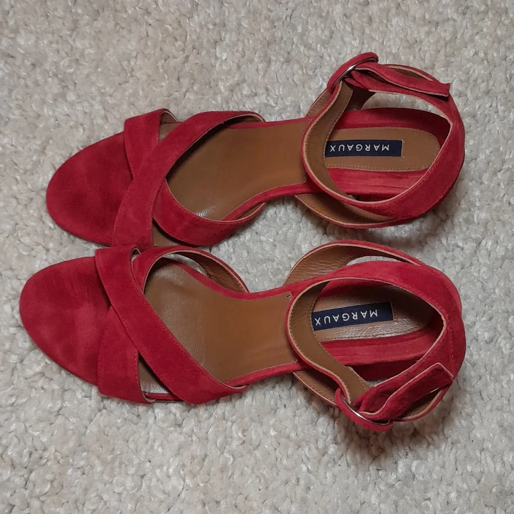MARGAUX CITY SANDALS IN RED SUEDE size 39.5 - Picture 8 of 16